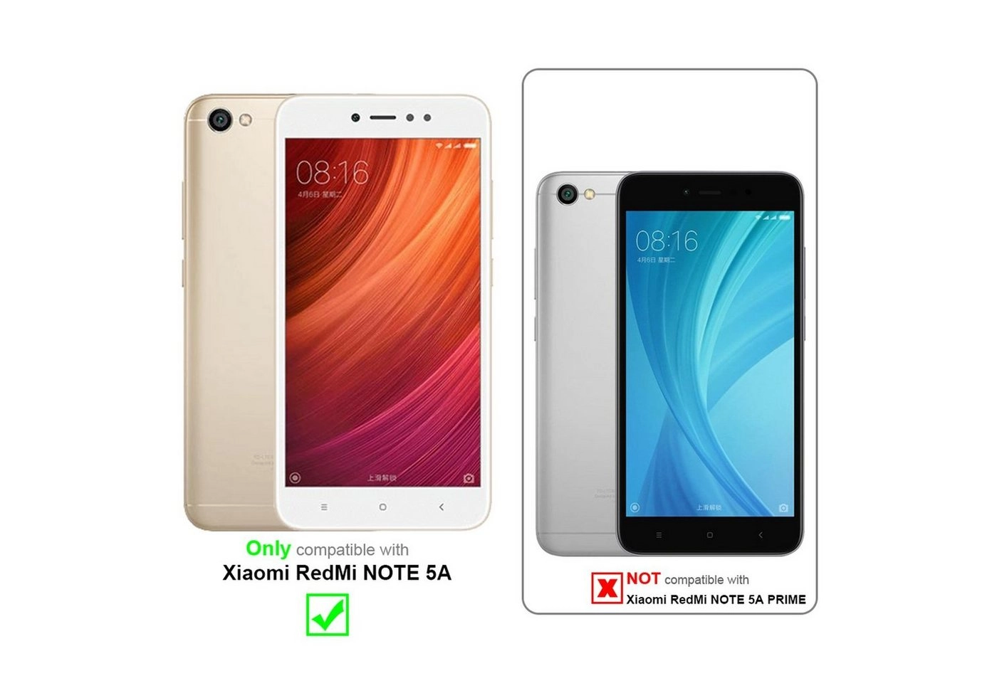 Cadorabo Panzer Folie für Xiaomi RedMi NOTE 5A Schutzfolie in KRISTALL KLAR Gehärtetes (Tempered) Display-Schutzglas in 9H Härte mit 3D Touch Kompatibilität