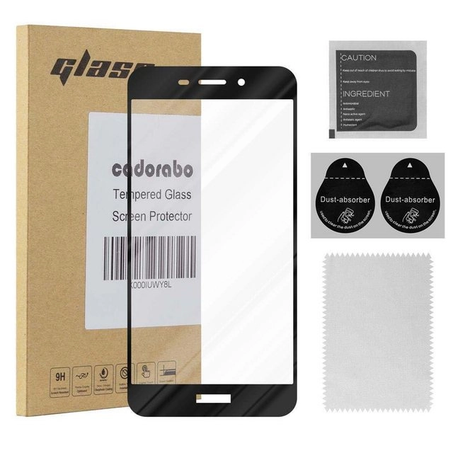 Cadorabo Vollbild Panzer Folie für Honor 6C Schutzfolie in TRANSPARENT mit SCHWARZ Gehärtetes (Tempered) Display-Schutzglas in 9H Härte mit 3D Touch Kompatibilität