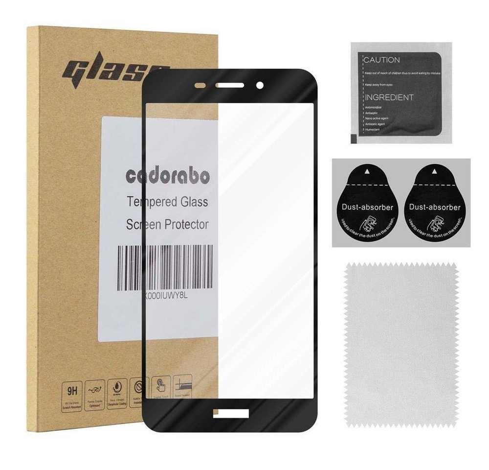 Cadorabo Vollbild Panzer Folie für Honor 6C Schutzfolie in TRANSPARENT mit SCHWARZ Gehärtetes (Tempered) Display-Schutzglas in 9H Härte mit 3D Touch Kompatibilität