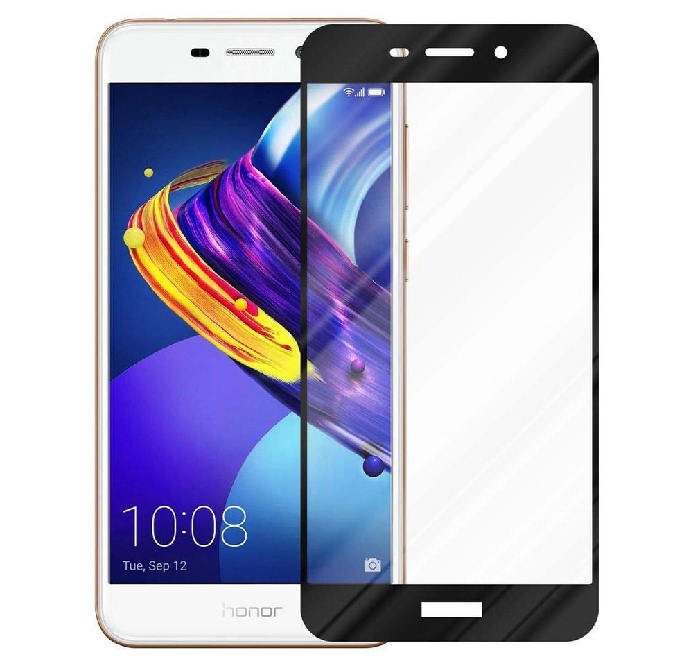 Cadorabo Vollbild Panzer Folie für Honor 6C Schutzfolie in TRANSPARENT mit SCHWARZ Gehärtetes (Tempered) Display-Schutzglas in 9H Härte mit 3D Touch Kompatibilität