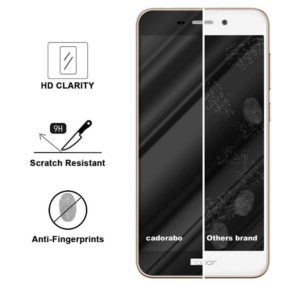 Cadorabo Vollbild Panzer Folie für Honor 6C Schutzfolie in TRANSPARENT mit SCHWARZ Gehärtetes (Tempered) Display-Schutzglas in 9H Härte mit 3D Touch Kompatibilität