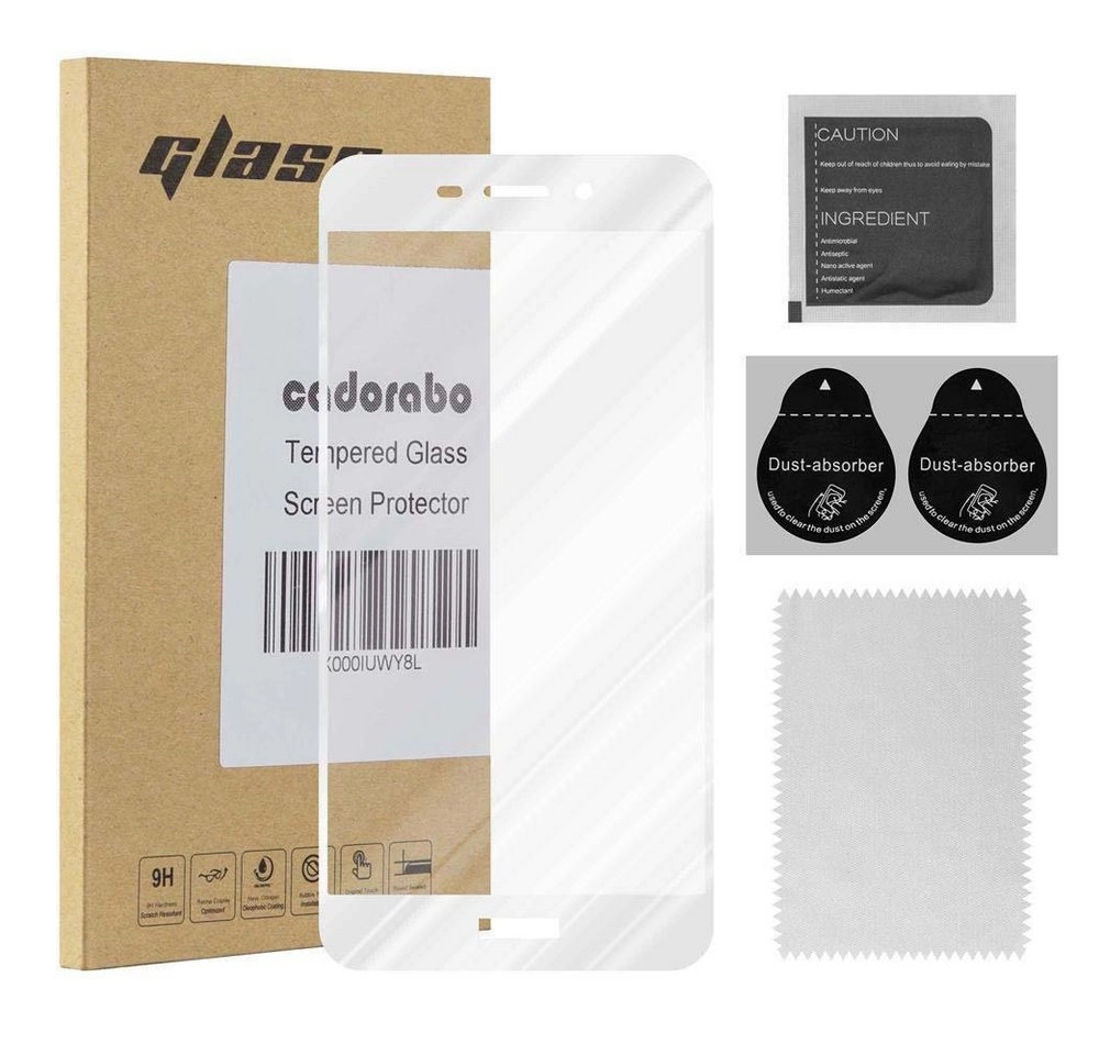 Cadorabo Vollbild Panzer Folie für Honor 6C Schutzfolie in TRANSPARENT mit WEISS Gehärtetes (Tempered) Display-Schutzglas in 9H Härte mit 3D Touch Kompatibilität