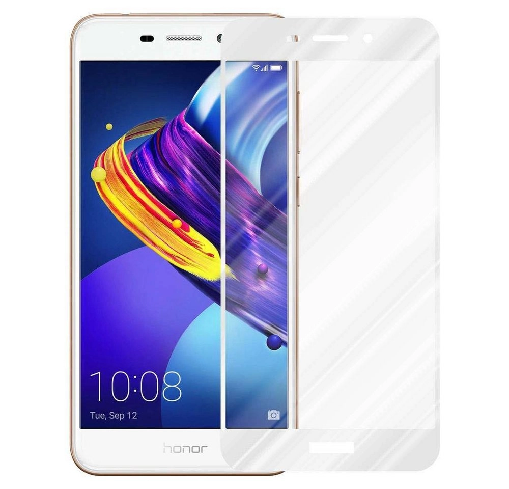 Cadorabo Vollbild Panzer Folie für Honor 6C Schutzfolie in TRANSPARENT mit WEISS Gehärtetes (Tempered) Display-Schutzglas in 9H Härte mit 3D Touch Kompatibilität