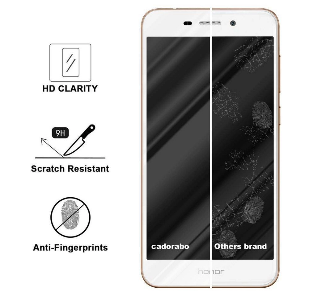 Cadorabo Vollbild Panzer Folie für Honor 6C Schutzfolie in TRANSPARENT mit WEISS Gehärtetes (Tempered) Display-Schutzglas in 9H Härte mit 3D Touch Kompatibilität