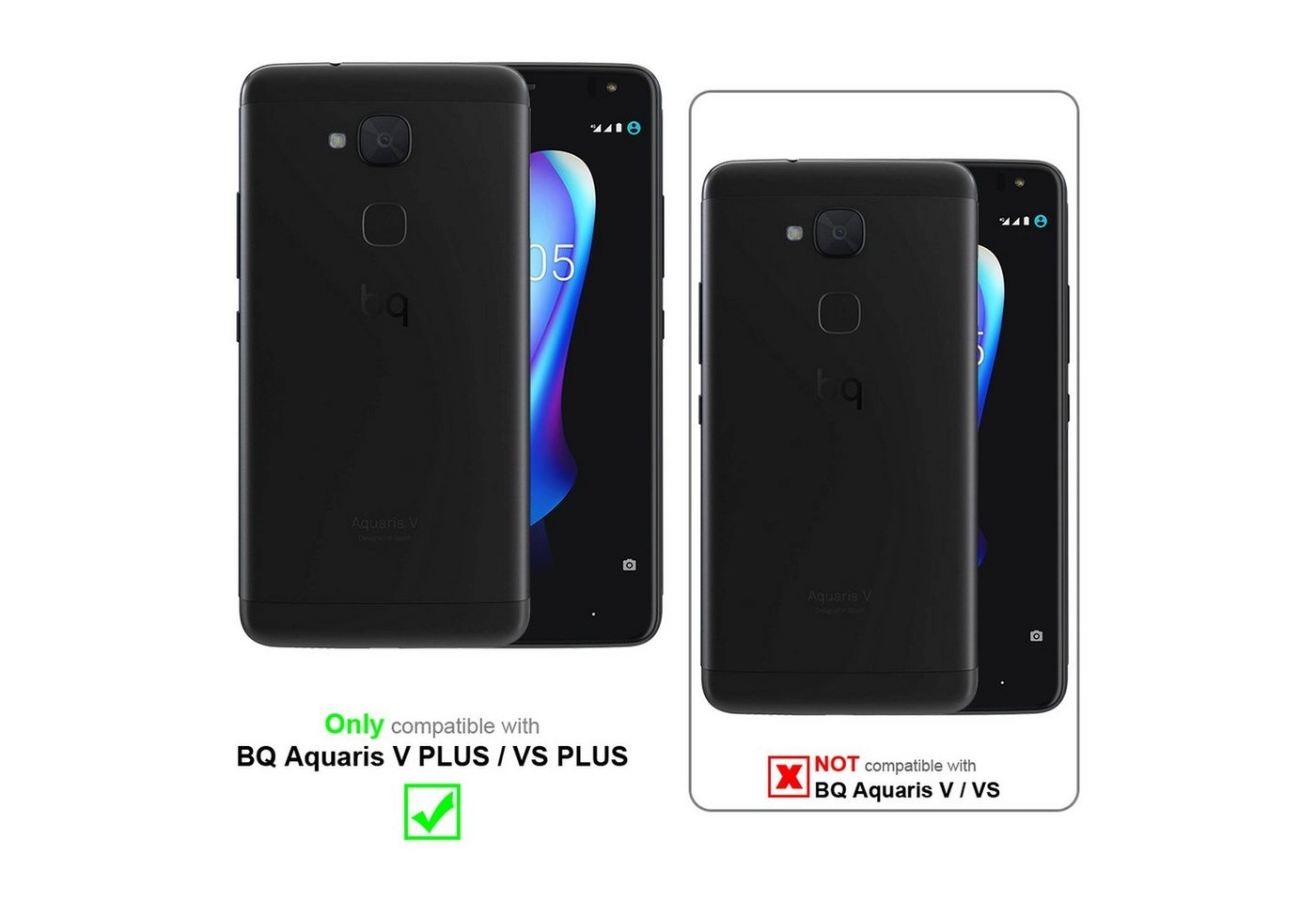 Cadorabo Panzer Folie für BQ Aquaris V / VS PLUS Schutzfolie in KRISTALL KLAR Gehärtetes (Tempered) Display-Schutzglas in 9H Härte mit 3D Touch Kompatibilität