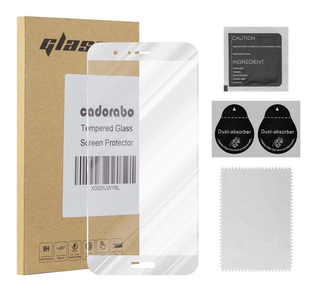 Cadorabo Vollbild Panzer Folie für Honor 8 PRO Schutzfolie in TRANSPARENT mit WEISS Gehärtetes (Tempered) Display-Schutzglas in 9H Härte mit 3D Touch Kompatibilität