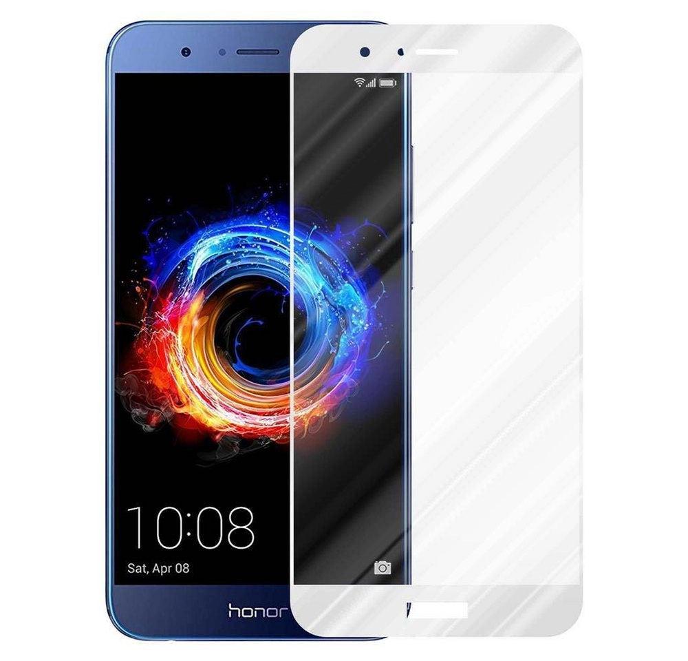 Cadorabo Vollbild Panzer Folie für Honor 8 PRO Schutzfolie in TRANSPARENT mit WEISS Gehärtetes (Tempered) Display-Schutzglas in 9H Härte mit 3D Touch Kompatibilität