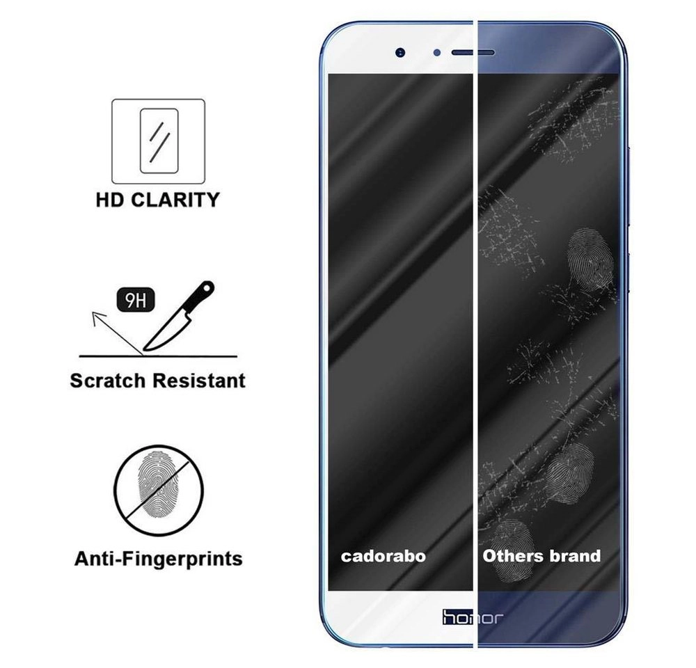 Cadorabo Vollbild Panzer Folie für Honor 8 PRO Schutzfolie in TRANSPARENT mit WEISS Gehärtetes (Tempered) Display-Schutzglas in 9H Härte mit 3D Touch Kompatibilität