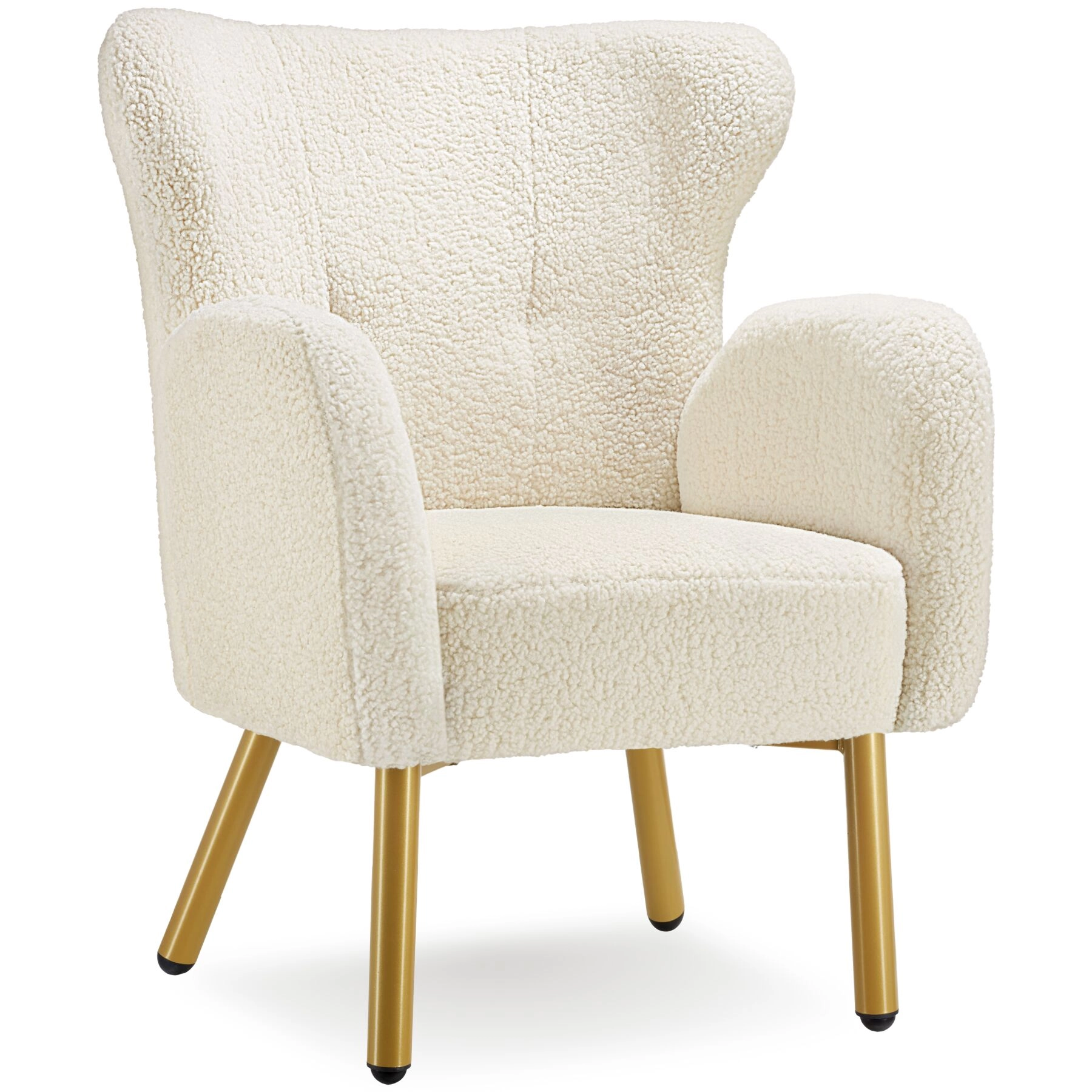 Sessel Vänersborg, dick gepolstert, mit Bouclé-Bezug - Bouclé creme/gold