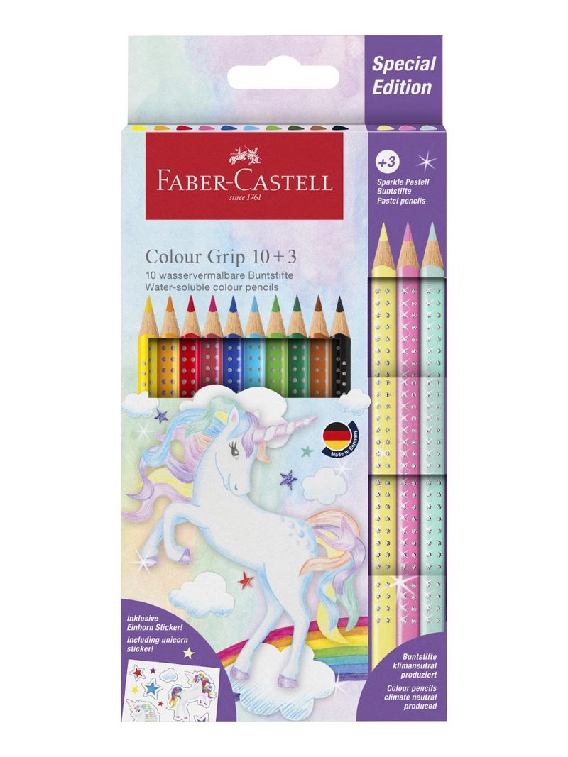 Faber-Castell, spielen & lernen, Buntstift Colour Grip Einhorn, 10+3