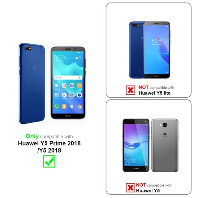 Cadorabo Panzer Folie für Huawei Y5 2018 Schutzfolie in KRISTALL KLAR Gehärtetes (Tempered) Display-Schutzglas in 9H Härte mit 3D Touch Kompatibilität