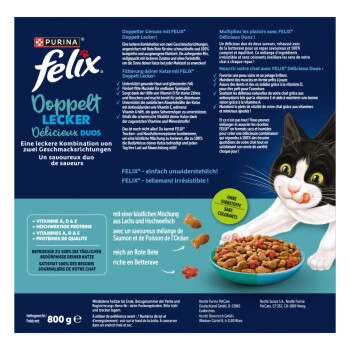 Felix Doppelt Lecker Trockenfutter Katze, Adult, Lachs und Hochseefisch 800 g