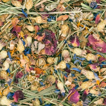 JR Farm Heu-Schale mit Blüten 100g