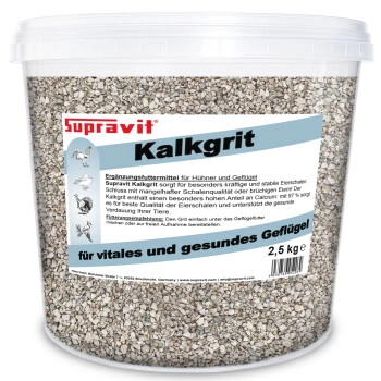Supravit Kalkgrit für Hühner I Futterkalk Ergänzungsfutter für Hühner, Wachteln, Enten & anderes Legegeflügel I hoher Anteil an Calcium für Starke Eierschalen und eine gesunde Verdauung