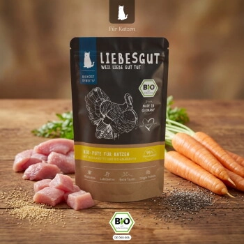 LIEBESGUT Katzenfutter Bio-Pute mit Bio-Karotte und Bio-Amaranth