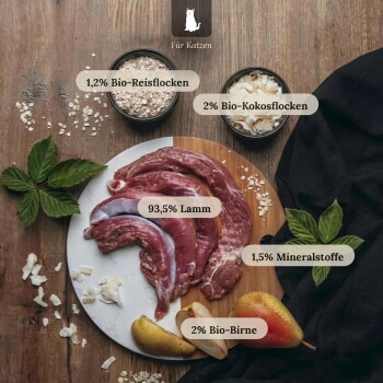 LIEBESGUT Katzenfutter Lamm mit Kokosflocken und Birne