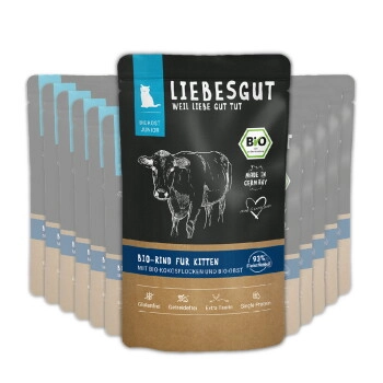 LIEBESGUT Katzenfutter Bio-Rind mit Bio-Kokosflocken und Bio-Obst