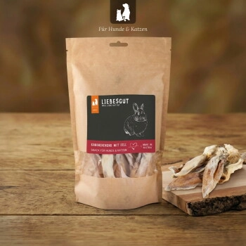 LIEBESGUT Hunde-Snack Kaninchen Ohr mit Fell