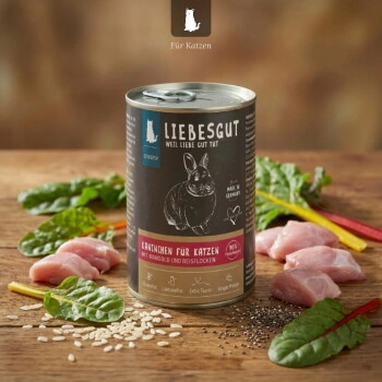 LIEBESGUT Katzenfutter Kaninchen mit Mangold und Reisflocken 6x400 g