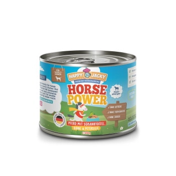 HAPPY JACKY Nassfutter Hypoallergen Pferd mit Süßkartoffel 12x200 g