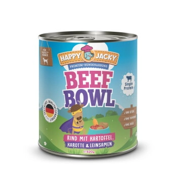 HAPPY JACKY Nassfutter Monoprotein Rind und Kartoffel 6x820 g