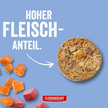 Fleischeslust Nassfutter Hund Wurst Lachs und Rind 6x800 g