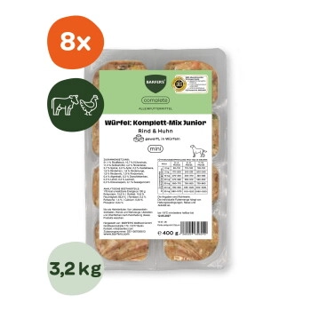 BARFER'S Würfel: Komplett-Mix Junior Rind & Huhn 8x400 g