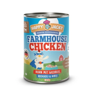 HAPPY JACKY Nassfutter Monoprotein Huhn und Reis 12x410 g