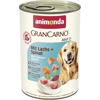 animonda GranCarno Original Nassfutter Hund Adult, Lachs und Spinat 24x400 g