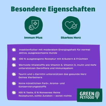 Green Petfood Vitality mit Insekten & Ente 3x3 kg