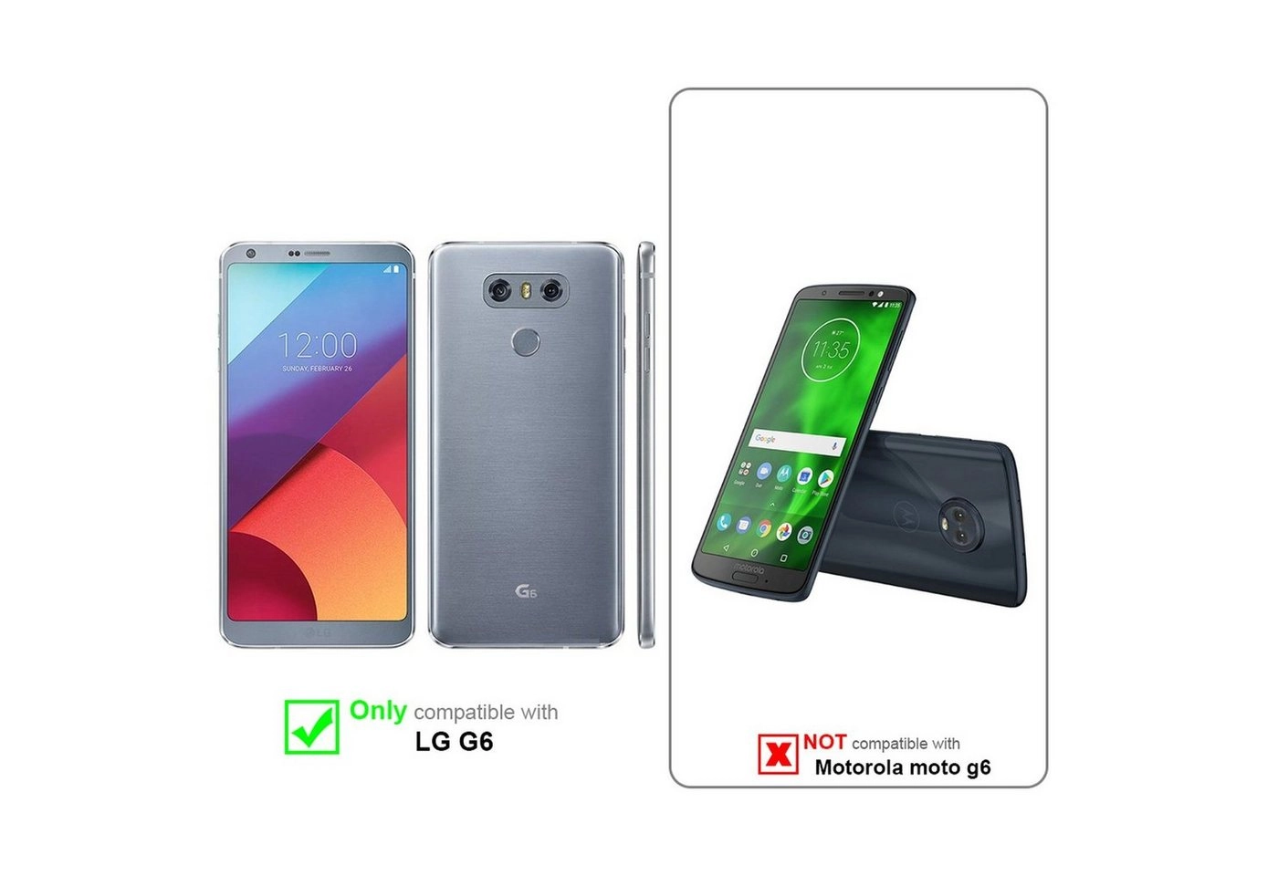 Cadorabo Hülle für LG G6 in NACHT SCHWARZ Handyhülle im Flip Design mit unsichtbarem Magnetverschluss Case Cover Schutzhülle Etui Tasche Book Klapp Style