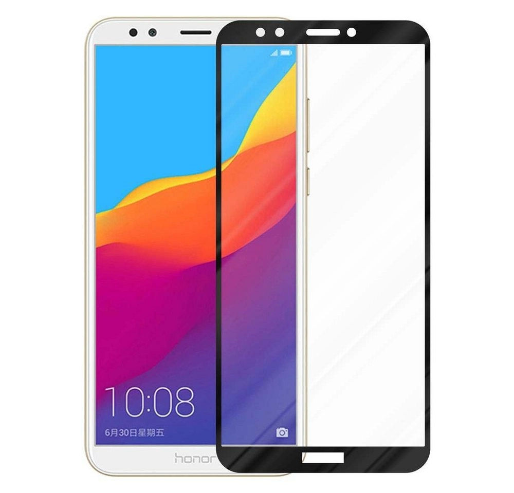 Cadorabo Vollbild Panzer Folie für Honor 7C Schutzfolie in TRANSPARENT mit SCHWARZ Gehärtetes (Tempered) Display-Schutzglas in 9H Härte mit 3D Touch Kompatibilität