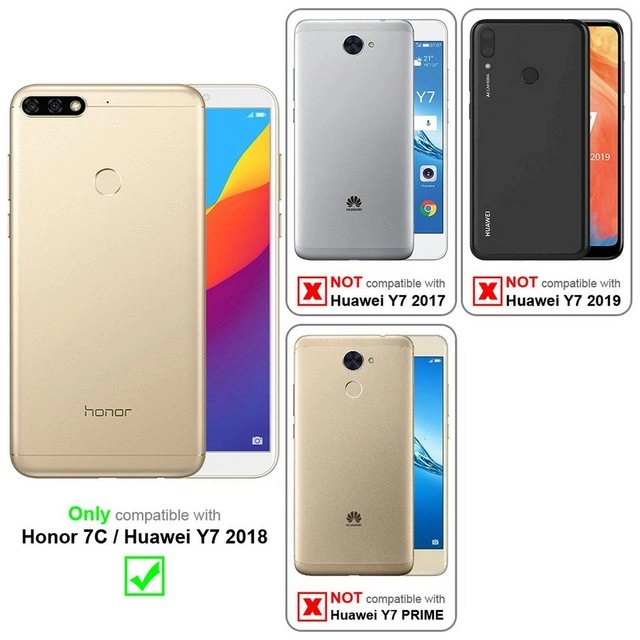 Cadorabo Vollbild Panzer Folie für Honor 7C Schutzfolie in TRANSPARENT mit WEISS Gehärtetes (Tempered) Display-Schutzglas in 9H Härte mit 3D Touch Kompatibilität