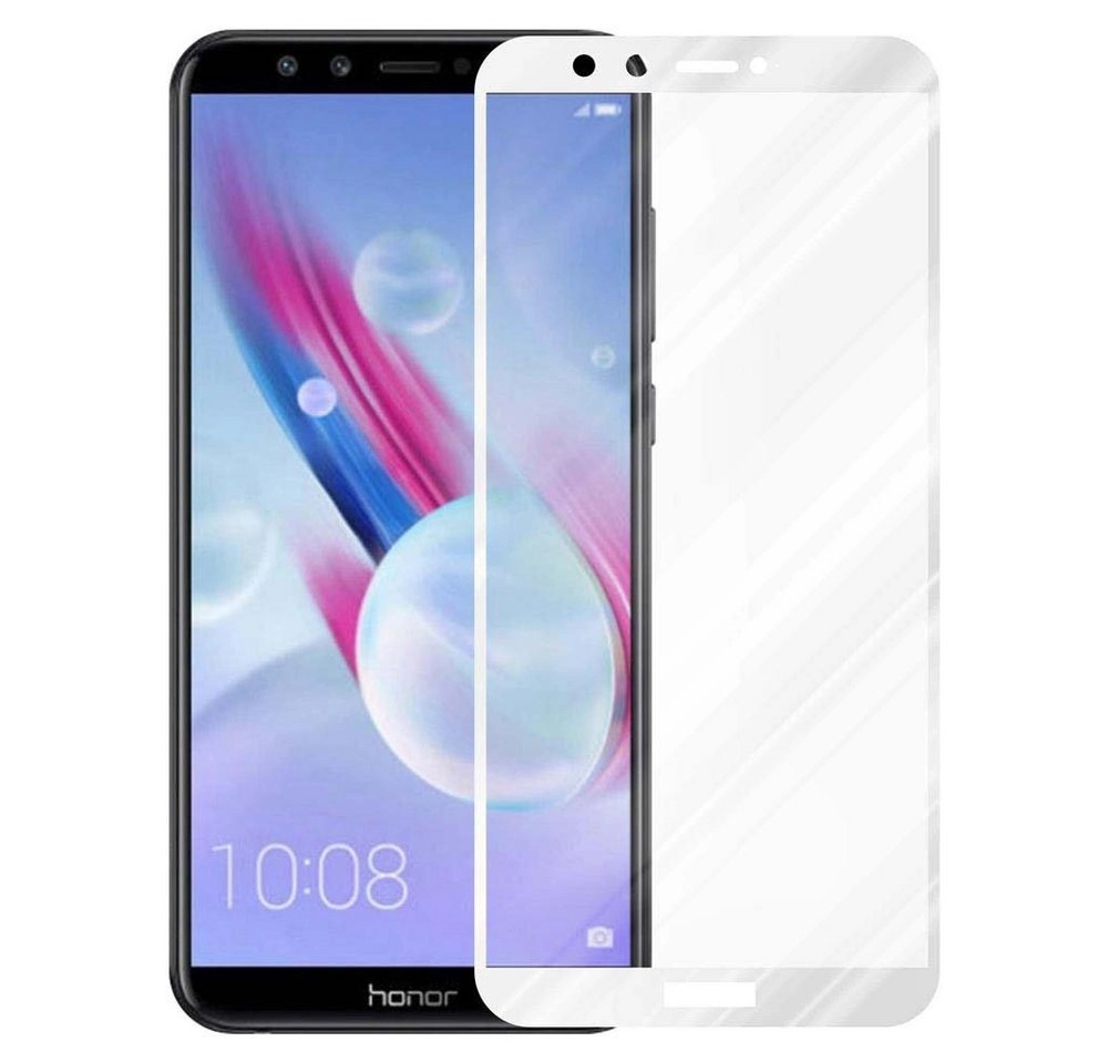 Cadorabo Vollbild Panzer Folie für Honor 9 LITE Schutzfolie in TRANSPARENT mit WEISS Gehärtetes (Tempered) Display-Schutzglas in 9H Härte mit 3D Touch Kompatibilität