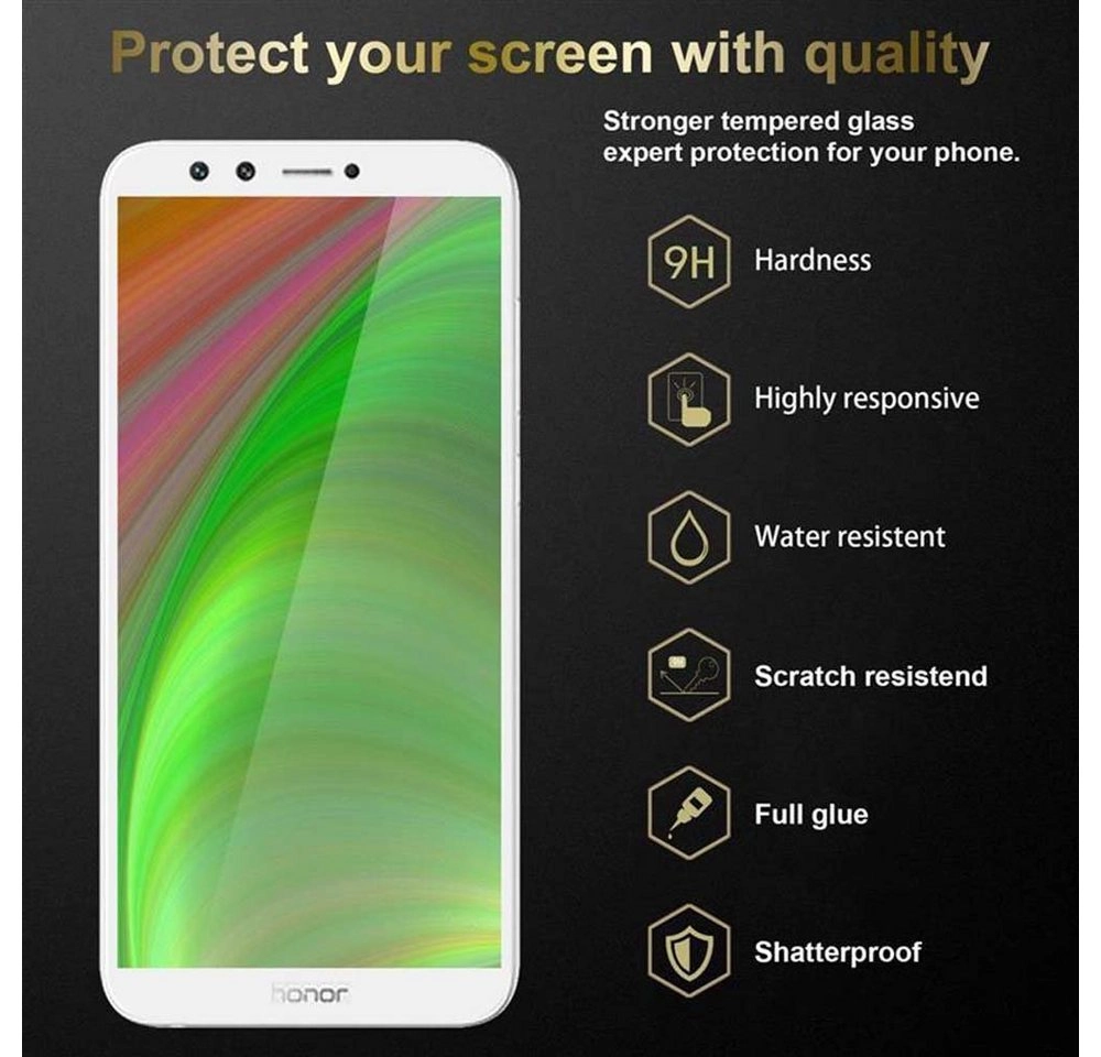 Cadorabo Vollbild Panzer Folie für Honor 9 LITE Schutzfolie in TRANSPARENT mit WEISS Gehärtetes (Tempered) Display-Schutzglas in 9H Härte mit 3D Touch Kompatibilität