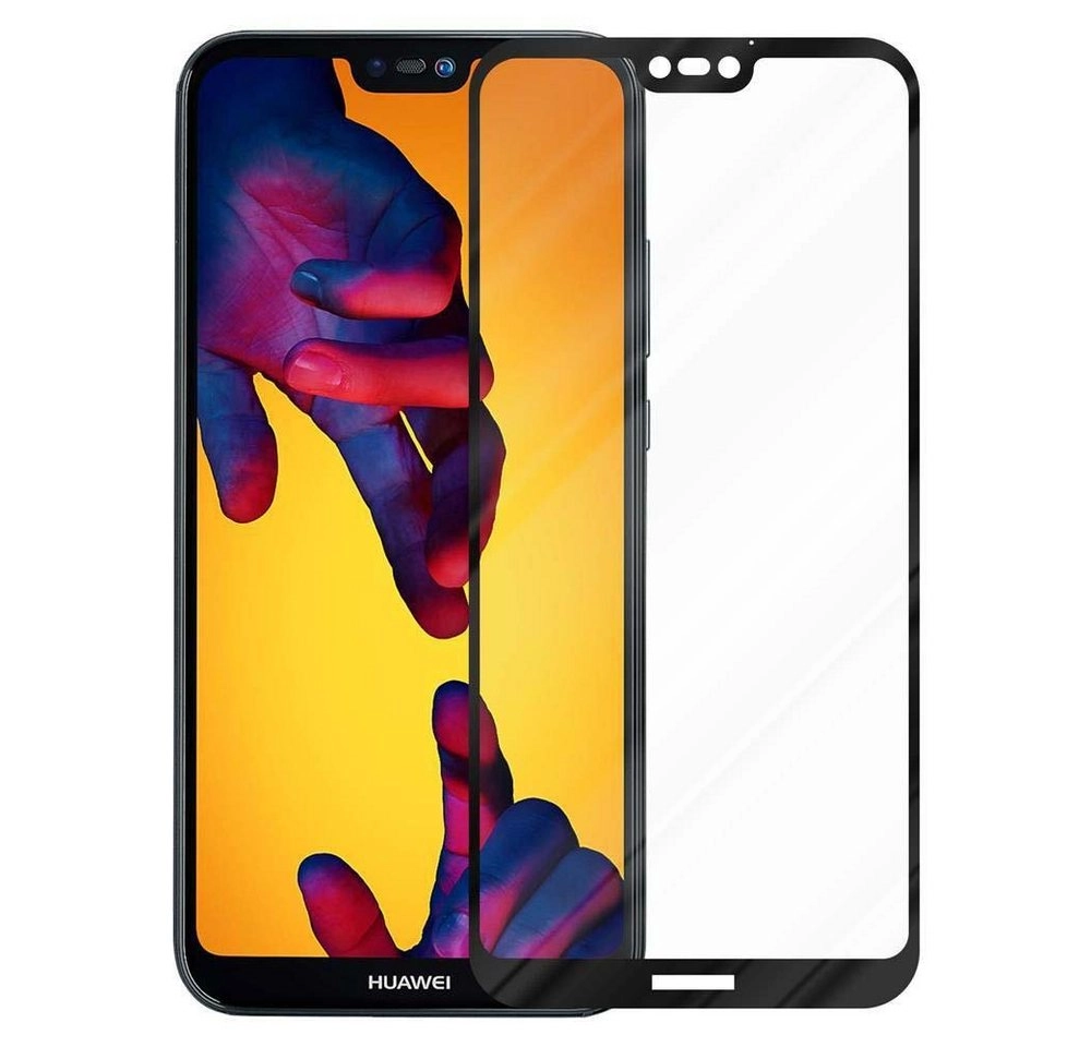 Cadorabo Vollbild Panzer Folie für Huawei P20 LITE Schutzfolie in TRANSPARENT mit SCHWARZ Gehärtetes (Tempered) Display-Schutzglas in 9H Härte mit 3D Touch Kompatibilität