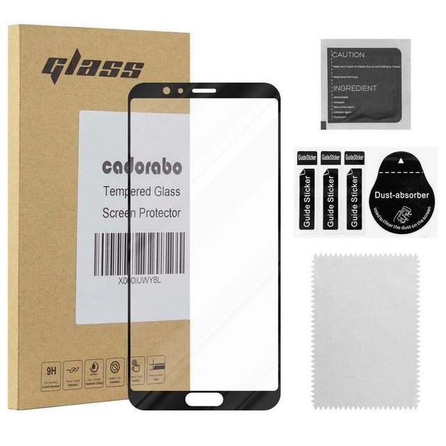Cadorabo Vollbild Panzer Folie für Honor 10 VIEW Schutzfolie in TRANSPARENT mit SCHWARZ Gehärtetes (Tempered) Display-Schutzglas in 9H Härte mit 3D Touch Kompatibilität