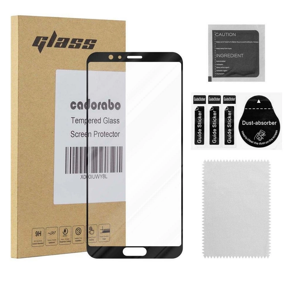 Cadorabo Vollbild Panzer Folie für Honor 10 VIEW Schutzfolie in TRANSPARENT mit SCHWARZ Gehärtetes (Tempered) Display-Schutzglas in 9H Härte mit 3D Touch Kompatibilität