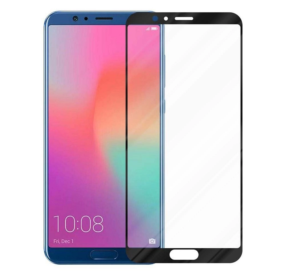 Cadorabo Vollbild Panzer Folie für Honor 10 VIEW Schutzfolie in TRANSPARENT mit SCHWARZ Gehärtetes (Tempered) Display-Schutzglas in 9H Härte mit 3D Touch Kompatibilität