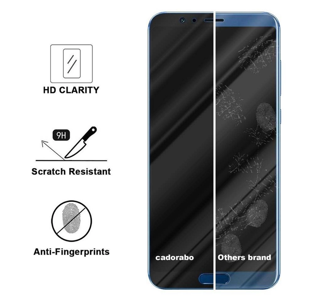 Cadorabo Vollbild Panzer Folie für Honor 10 VIEW Schutzfolie in TRANSPARENT mit SCHWARZ Gehärtetes (Tempered) Display-Schutzglas in 9H Härte mit 3D Touch Kompatibilität