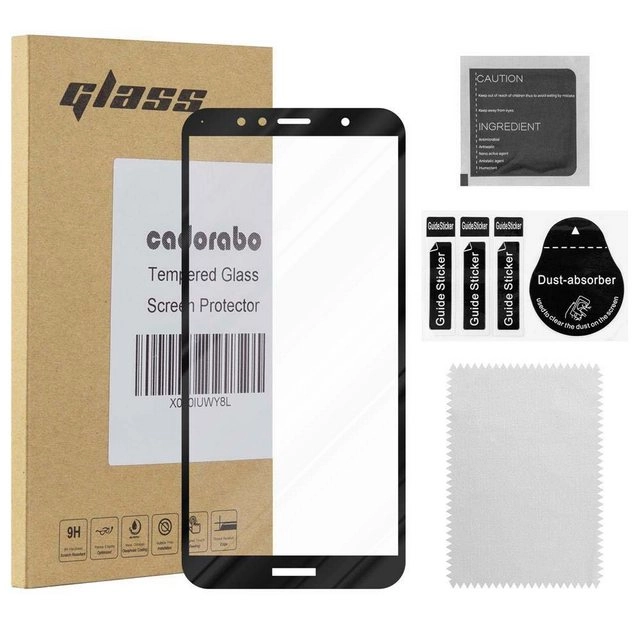 Cadorabo Vollbild Panzer Folie für Huawei Y6 Prime 2018 Schutzfolie in TRANSPARENT mit SCHWARZ Gehärtetes (Tempered) Display-Schutzglas in 9H Härte mit 3D Touch Kompatibilität
