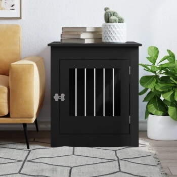VidaXL Hundekäfig im Möbel-Stil schwarz 80 cm, 64,5 cm, 71 cm