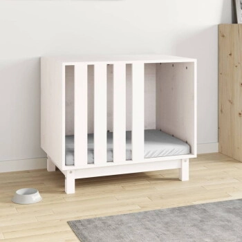 VidaXL Hundehütte Massivholz Kiefer Hundehöhle Hundebett weiß 70 cm, 50 cm, 62 cm
