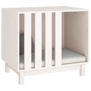 VidaXL Hundehütte Massivholz Kiefer Hundehöhle Hundebett weiß 70 cm, 50 cm, 62 cm