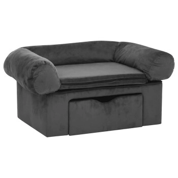 VidaXL Hundesofa Plüsch mit Schublade 75x50x38cm dunkelgrau
