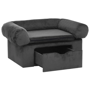 VidaXL Hundesofa Plüsch mit Schublade 75x50x38cm dunkelgrau