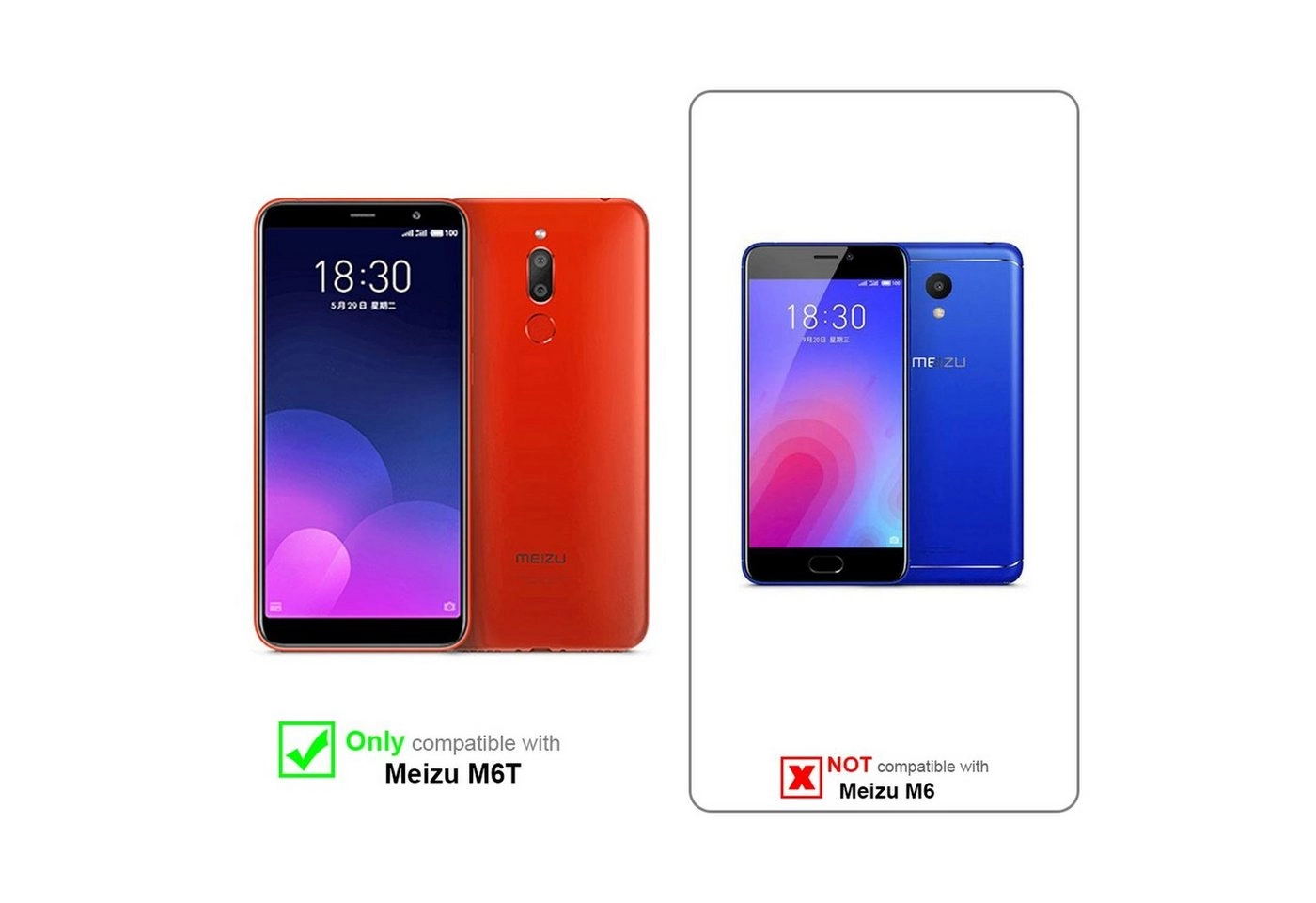 Cadorabo Panzer Folie für MEIZU M6T Schutzfolie in KRISTALL KLAR Gehärtetes (Tempered) Display-Schutzglas in 9H Härte mit 3D Touch Kompatibilität