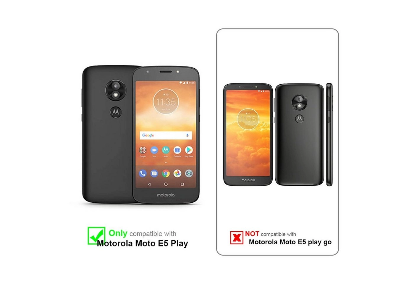 Cadorabo Panzer Folie für Motorola MOTO E5 PLAY Schutzfolie in KRISTALL KLAR Gehärtetes (Tempered) Display-Schutzglas in 9H Härte mit 3D Touch Kompatibilität