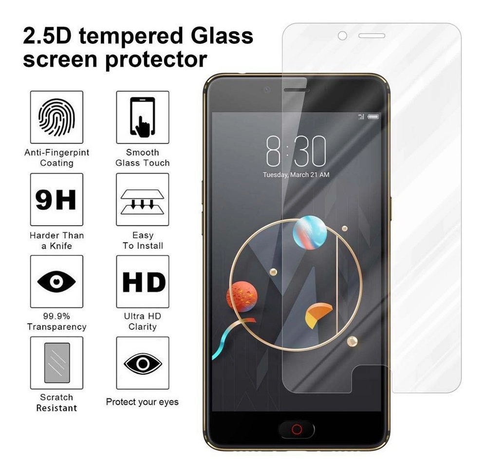 Cadorabo Panzer Folie für ZTE Nubia N2 Schutzfolie in KRISTALL KLAR Gehärtetes (Tempered) Display-Schutzglas in 9H Härte mit 3D Touch Kompatibilität