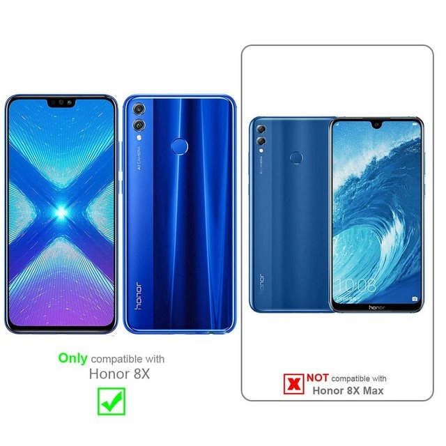Cadorabo Vollbild Panzer Folie für Honor 8X Schutzfolie in TRANSPARENT mit SCHWARZ Gehärtetes (Tempered) Display-Schutzglas in 9H Härte mit 3D Touch Kompatibilität